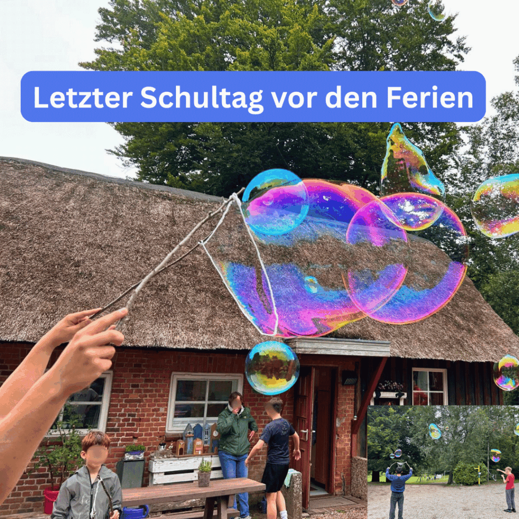 Große Seifenblasen vor der Jordanschule