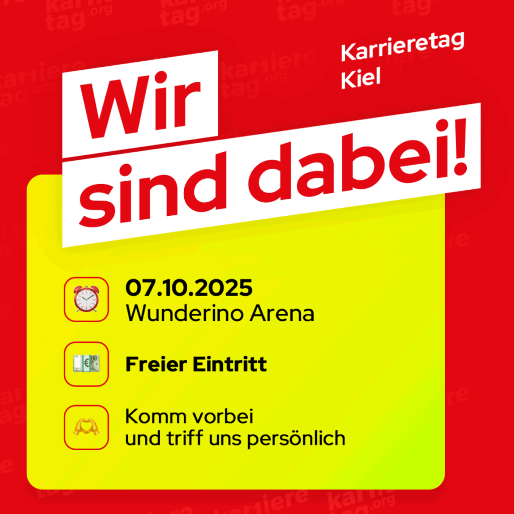 Infodaten zur Jobmesse Karrieretag: Kiel am 7.10.2025 von 10-17 Uhr in der Wunderino Arena, Eintritt frei