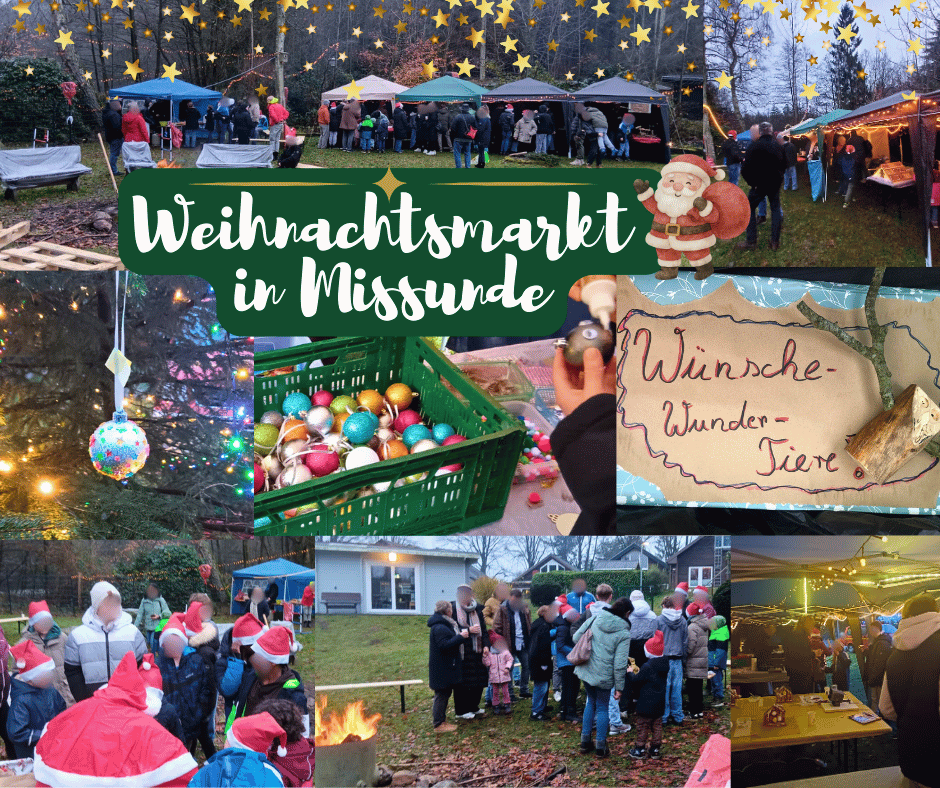 Collage aus Fotos des Weihnachtsmarktes der Wohngruppen in MIssunde