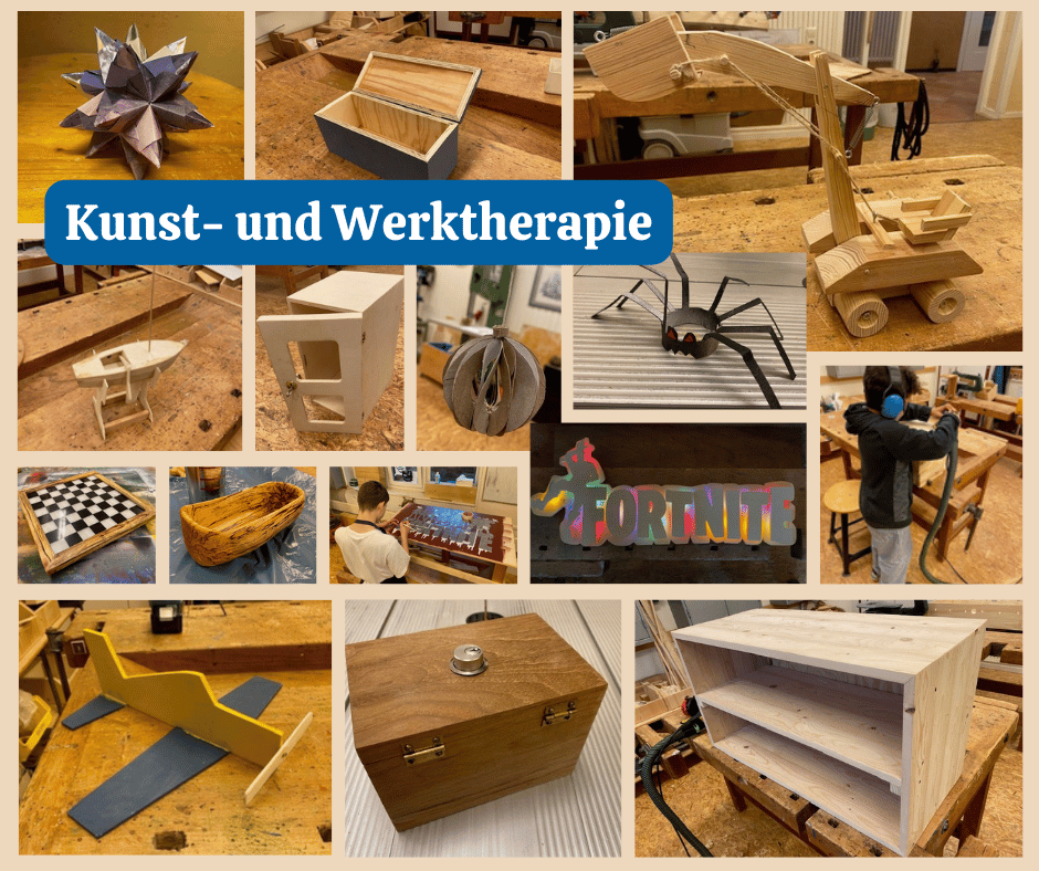 Bilder von Werken aus der Kunst- und Werktherapie