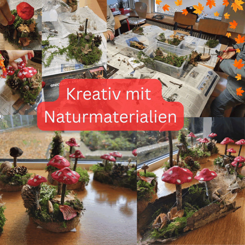 Galerie aus Fotos des Bastelprojekts mit Naturmaterialien im Bereich Individuelle Lernhorizonte (ILH)